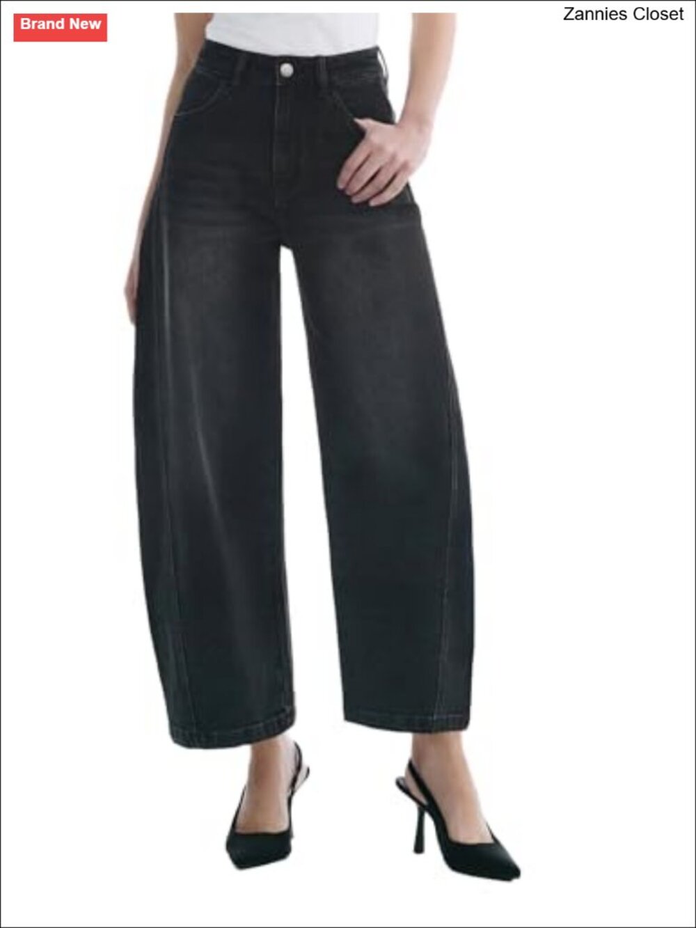 High Waisted Barrel Leg Wide Leg Stretchy Jeans Ankle Denim Pants